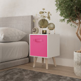 White 1-Drawer Cube Shelving Unit with Scandinavian Legs