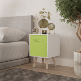 White 1-Drawer Cube Shelving Unit with Scandinavian Legs
