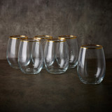 Amber Tumbler Gold Rim Glasses