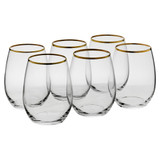 Amber Tumbler Gold Rim Glasses