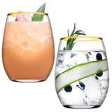 Amber Tumbler Gold Rim Glasses