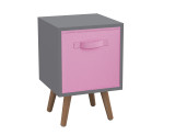 Grey 1-Drawer Cube Shelving Unit with Scandinavian Legs