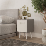 Grey 1-Drawer Cube Shelving Unit with Scandinavian Legs