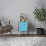 Grey 1-Drawer Cube Shelving Unit with Scandinavian Legs