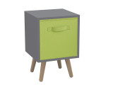 Grey 1-Drawer Cube Shelving Unit with Scandinavian Legs