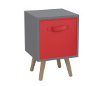 Grey 1-Drawer Cube Shelving Unit with Scandinavian Legs