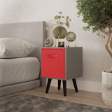 Grey 1-Drawer Cube Shelving Unit with Scandinavian Legs