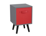 Grey 1-Drawer Cube Shelving Unit with Scandinavian Legs