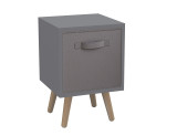 Grey 1-Drawer Cube Shelving Unit with Scandinavian Legs