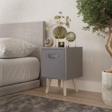 Grey 1-Drawer Cube Shelving Unit with Scandinavian Legs