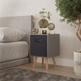 Grey 1-Drawer Cube Shelving Unit with Scandinavian Legs