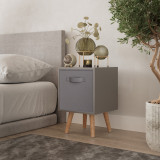 Grey 1-Drawer Cube Shelving Unit with Scandinavian Legs