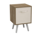 Oak 1-Drawer Cube Shelving Unit with Scandinavian Legs