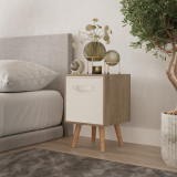 Oak 1-Drawer Cube Shelving Unit with Scandinavian Legs