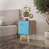 Oak 1-Drawer Cube Shelving Unit with Scandinavian Legs
