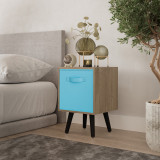 Oak 1-Drawer Cube Shelving Unit with Scandinavian Legs
