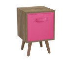 Oak 1-Drawer Cube Shelving Unit with Scandinavian Legs