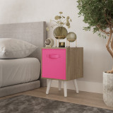 Oak 1-Drawer Cube Shelving Unit with Scandinavian Legs