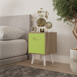 Oak 1-Drawer Cube Shelving Unit with Scandinavian Legs