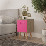 Oak 1-Drawer Cube Shelving Unit with Scandinavian Legs