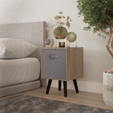 Oak 1-Drawer Cube Shelving Unit with Scandinavian Legs