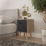Oak 1-Drawer Cube Shelving Unit with Scandinavian Legs