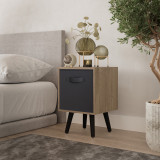 Oak 1-Drawer Cube Shelving Unit with Scandinavian Legs