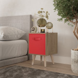 Oak 1-Drawer Cube Shelving Unit with Scandinavian Legs