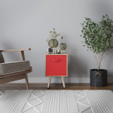 Oak 1-Drawer Cube Shelving Unit with Scandinavian Legs