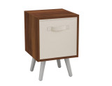 Teak 1-Drawer Cube Shelving Unit with Scandinavian Legs
