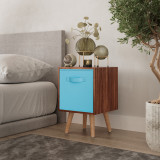 Teak 1-Drawer Cube Shelving Unit with Scandinavian Legs