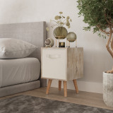 Antique Oak 1-Drawer Cube Shelving Unit with Scandinavian Legs