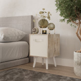 Antique Oak 1-Drawer Cube Shelving Unit with Scandinavian Legs
