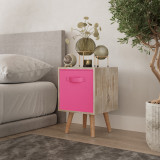 Antique Oak 1-Drawer Cube Shelving Unit with Scandinavian Legs