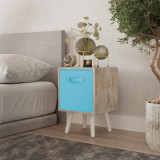 Antique Oak 1-Drawer Cube Shelving Unit with Scandinavian Legs