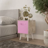 Antique Oak 1-Drawer Cube Shelving Unit with Scandinavian Legs