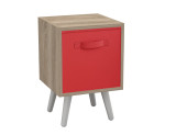 Antique Oak 1-Drawer Cube Shelving Unit with Scandinavian Legs