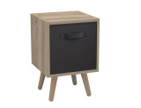 Antique Oak 1-Drawer Cube Shelving Unit with Scandinavian Legs