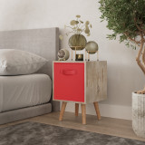 Antique Oak 1-Drawer Cube Shelving Unit with Scandinavian Legs