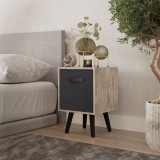 Antique Oak 1-Drawer Cube Shelving Unit with Scandinavian Legs
