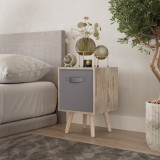 Antique Oak 1-Drawer Cube Shelving Unit with Scandinavian Legs
