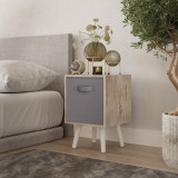 Antique Oak 1-Drawer Cube Shelving Unit with Scandinavian Legs