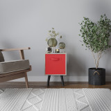 Antique Oak 1-Drawer Cube Shelving Unit with Scandinavian Legs