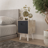 Antique Oak 1-Drawer Cube Shelving Unit with Scandinavian Legs