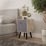 Antique Oak 1-Drawer Cube Shelving Unit with Scandinavian Legs