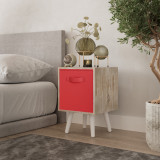 Antique Oak 1-Drawer Cube Shelving Unit with Scandinavian Legs