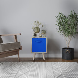 Antique Oak 1-Drawer Cube Shelving Unit with Scandinavian Legs