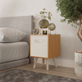 Beech 1-Drawer Cube Shelving Unit with Scandinavian Legs