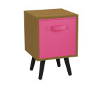 Beech 1-Drawer Cube Shelving Unit with Scandinavian Legs