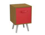 Beech 1-Drawer Cube Shelving Unit with Scandinavian Legs
